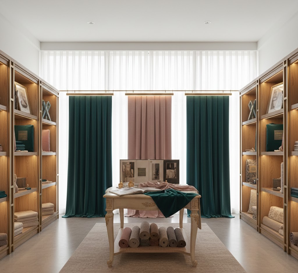 Our showroom displaying premium fabrics