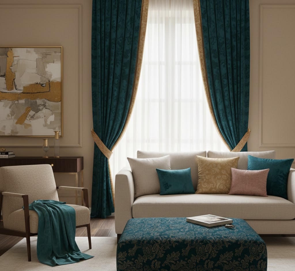 Luxury fabric in elegant living room setting