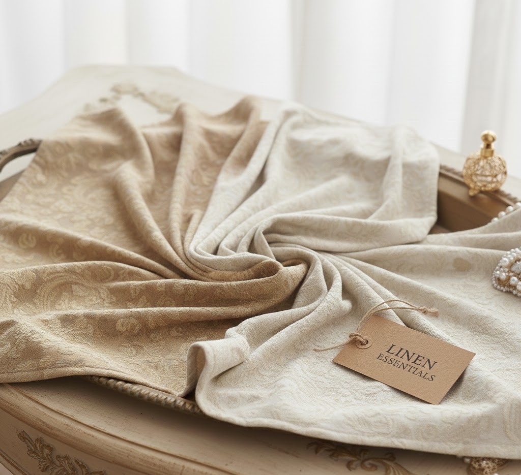 Natural linen fabric collection in earthy tones
